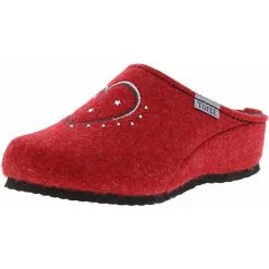 Tofee Damen Hausschuhe Pantoffeln Naturwollfilz (Herz) Rot - Rot