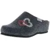 Tofee Damen Hausschuhe Pantoffeln Pantoletten Naturwollfilz (Herzen) Anthrazit - Anthrazit
