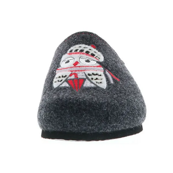 Tofee Damen Hausschuhe Pantoffeln Pantoletten Naturwollfilz (Eule) Anthrazit - Anthrazit – Bild 4