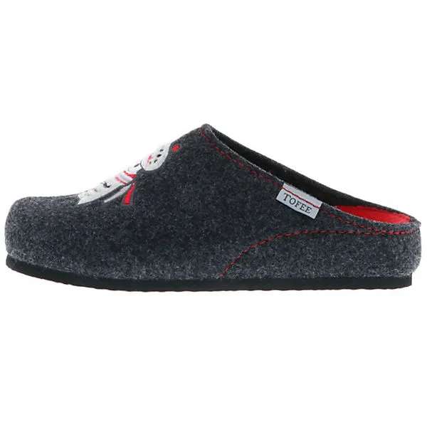 Tofee Damen Hausschuhe Pantoffeln Pantoletten Naturwollfilz (Eule) Anthrazit - Anthrazit – Bild 5