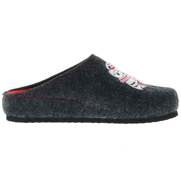 Tofee Damen Hausschuhe Pantoffeln Pantoletten Naturwollfilz (Eule) Anthrazit - Anthrazit – Bild 6