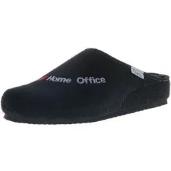 Tofee Herren Hausschuhe Pantoffeln Pantoletten Naturwollfilz (#HomeOffice) Schwarz - Schwarz