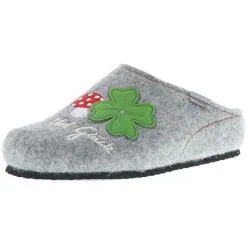 Tofee Damen Hausschuhe Pantoffeln Pantoletten Naturwollfilz (Viel Glück) Grau - Grau