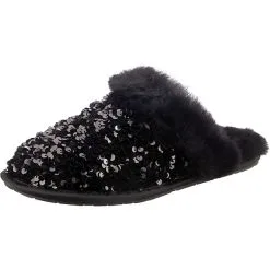 Ugg W Scuffette Ii Chunky Sequin Lammfell-Hausschuhe - Schwarz