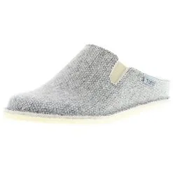 Tofee Damen Hausschuhe Pantoffeln Pantoletten Slipper Naturwollfilz Strickoptik Grau - Grau
