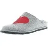 Tofee Damen Hausschuhe Pantoffeln Pantoletten Slipper Naturwollfilz Glitzer (Herz) Grau - Grau