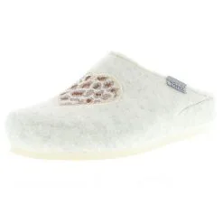 Tofee Damen Hausschuhe Pantoffeln Pantoletten Slipper Naturwollfilz (Herz) Weiß - Weiß