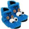 United Labels Sesamstraße Hausschuhe - Krümelmonster 3D Plüsch Booties Stiefel Cookie Monster Hausschuhe - Blau