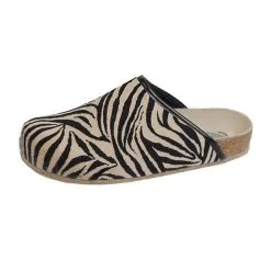 Weeger Hausschuh Art. 48013-99 Zebra Hausschuhe - Wollweiß