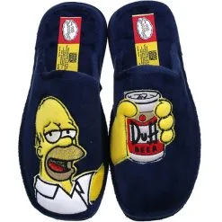 Andinas Damen Herren Jungen Mädchen Pantoletten Hausschuhe Pantoffeln Homer Simpson Blau - Blau