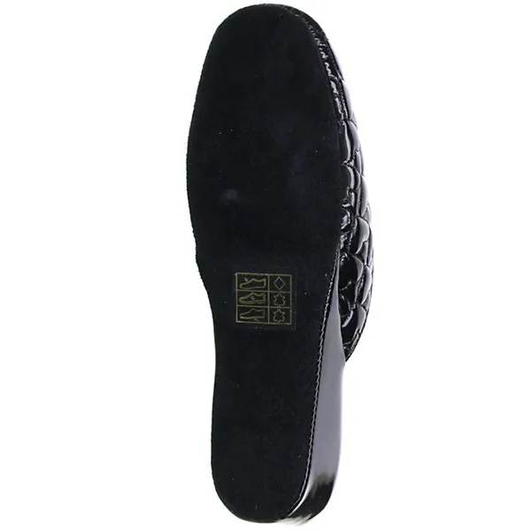 Maria Moda Damen Hausschuhe Pantoffeln Lackoptik Herz Schwarz â Bild 3